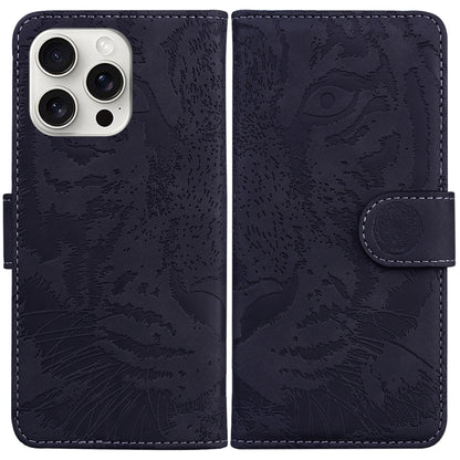 For iPhone 16 Pro Max Tiger Embossing Pattern Leather Phone Case(Black) - iPhone 16 Pro Max Cases by buy2fix | Online Shopping UK | buy2fix