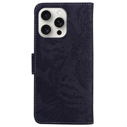 For iPhone 16 Pro Max Tiger Embossing Pattern Leather Phone Case(Black) - iPhone 16 Pro Max Cases by buy2fix | Online Shopping UK | buy2fix