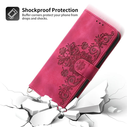For Samsung Galaxy S23 FE 5G Skin-feel Flowers Embossed Wallet Leather Phone Case(Wine Red) - Galaxy S23 FE 5G Cases by buy2fix | Online Shopping UK | buy2fix