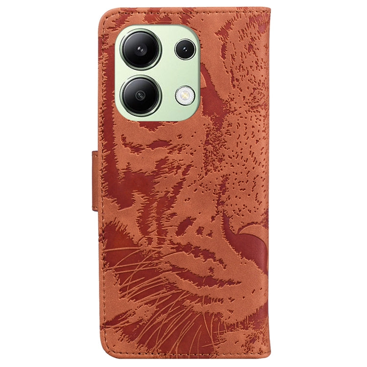 For Xiaomi Redmi Note 13 4G Global Tiger Embossing Pattern Leather Phone Case(Brown) - Note 13 Cases by buy2fix | Online Shopping UK | buy2fix