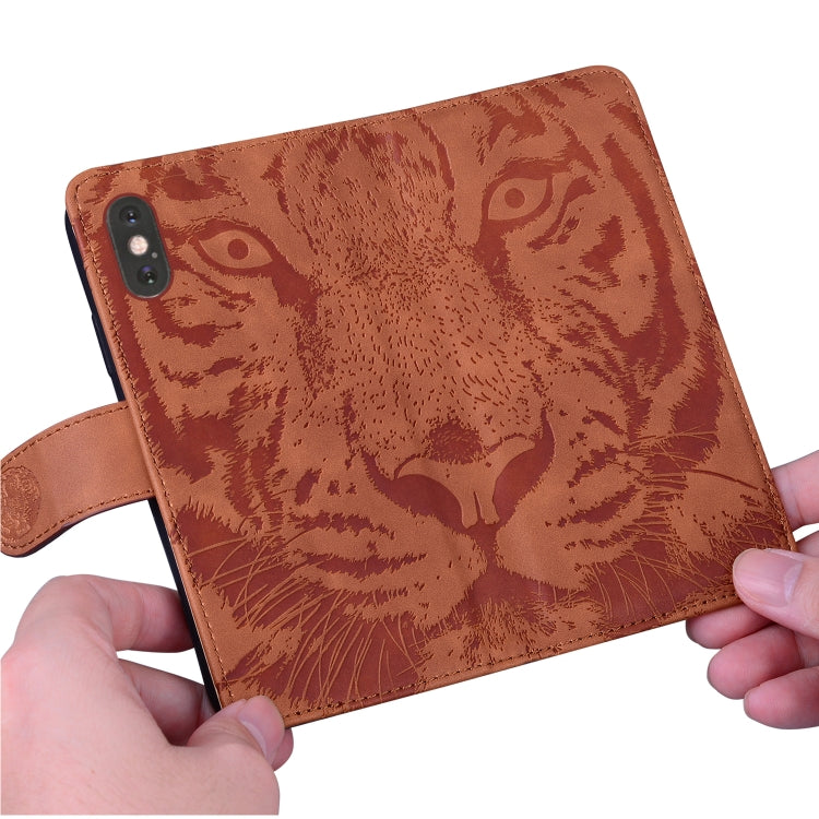 For Xiaomi Redmi Note 13 4G Global Tiger Embossing Pattern Leather Phone Case(Brown) - Note 13 Cases by buy2fix | Online Shopping UK | buy2fix