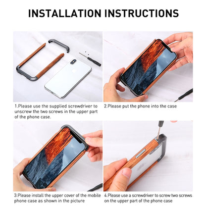 For iPhone 11 Pro R-JUST Metal + Wood Frame Protective Case - iPhone 11 Pro Cases by R-JUST | Online Shopping UK | buy2fix