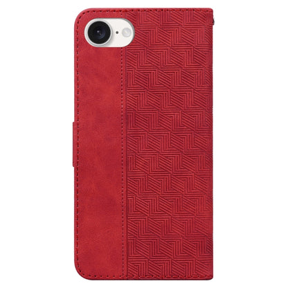 For iPhone SE 2024 Geometric Embossed Leather Phone Case(Red) - More iPhone Cases by buy2fix | Online Shopping UK | buy2fix