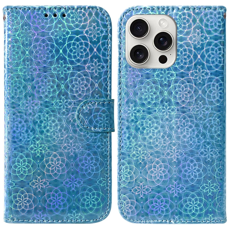 For iPhone 16 Pro Colorful Magnetic Buckle Leather Phone Case(Blue) - iPhone 16 Pro Cases by buy2fix | Online Shopping UK | buy2fix