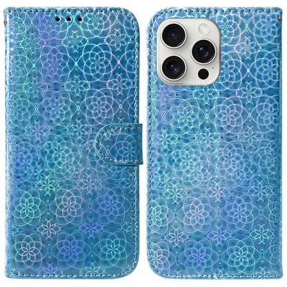 For iPhone 16 Pro Colorful Magnetic Buckle Leather Phone Case(Blue) - iPhone 16 Pro Cases by buy2fix | Online Shopping UK | buy2fix