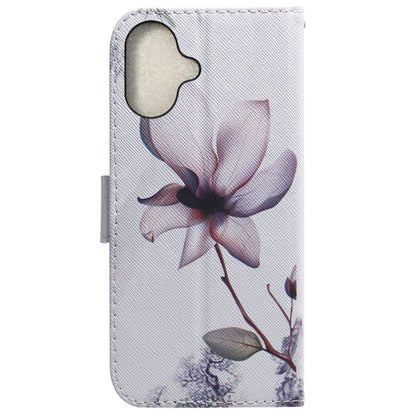 For iPhone 16 Plus Coloured Drawing Flip Leather Phone Case(Magnolia) - iPhone 16 Plus Cases by buy2fix | Online Shopping UK | buy2fix