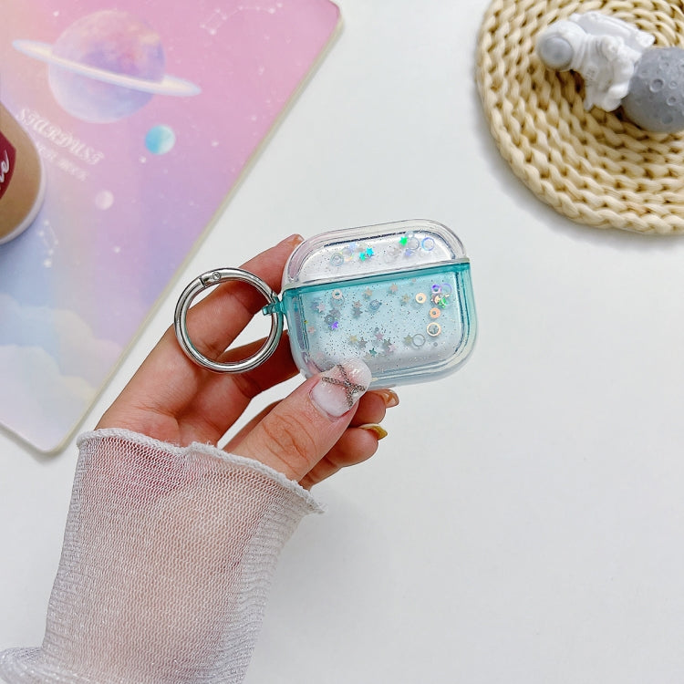 For AirPods 3 Transparent Glitter Bluetooth Earphone Protective Case(Sky Blue) - For AirPods 3 by buy2fix | Online Shopping UK | buy2fix