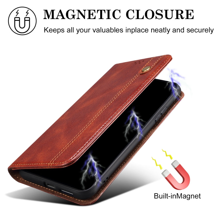 For iPhone 16 Pro Oil Wax Crazy Horse Texture Leather Phone Case(Brown) - iPhone 16 Pro Cases by buy2fix | Online Shopping UK | buy2fix