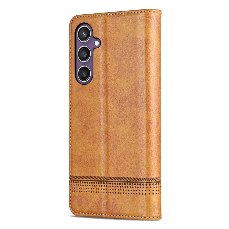 For Samsung Galaxy S24 5G AZNS Magnetic Calf Texture Flip Leather Phone Case(Light Brown) - Galaxy S24 5G Cases by AZNS | Online Shopping UK | buy2fix
