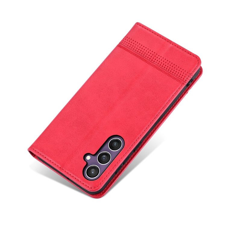 For Samsung Galaxy S24+ 5G AZNS Magnetic Calf Texture Flip Leather Phone Case(Red) - Galaxy S24+ 5G Cases by AZNS | Online Shopping UK | buy2fix