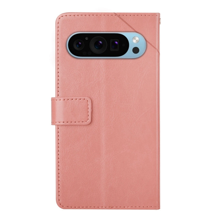 For Google Pixel 9 Y-shaped Pattern Flip Leather Phone Case(Pink) - Google Cases by buy2fix | Online Shopping UK | buy2fix