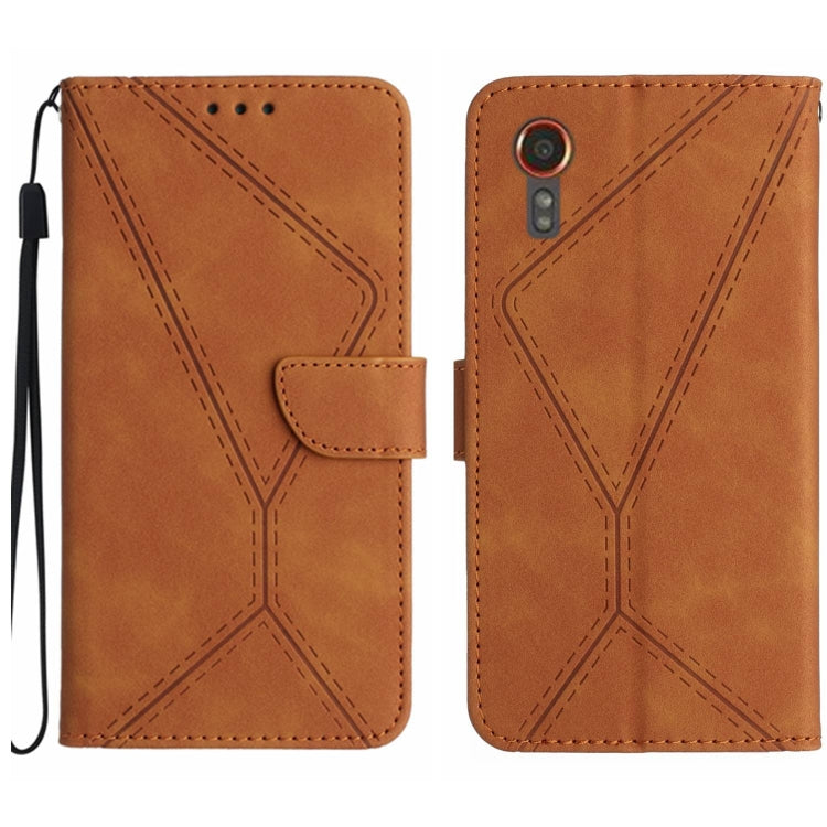 For Samsung Galaxy Xcover 7 5G Stitching Embossed Leather Phone Case(Brown) - Galaxy Phone Cases by buy2fix | Online Shopping UK | buy2fix