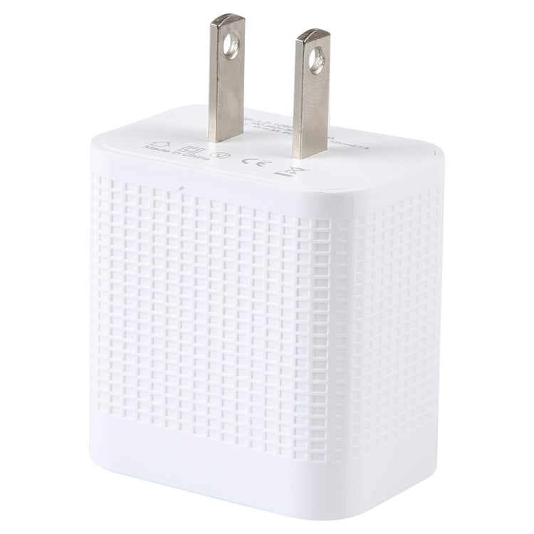 LZ-106PD 25W USB-C / Type-C Ports Plaid Pattern Travel Charger, US Plug(White) - USB Charger by buy2fix | Online Shopping UK | buy2fix