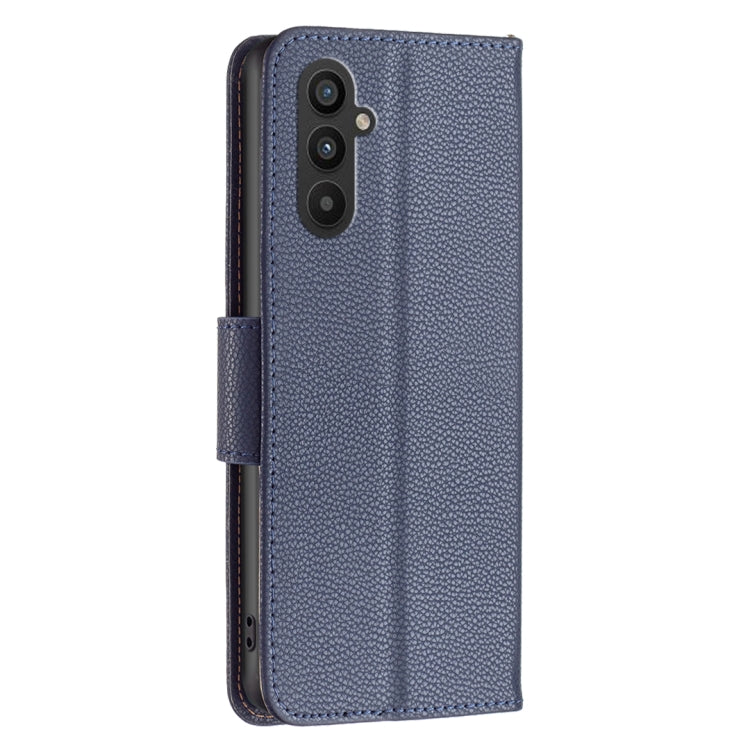 For Samsung Galaxy A25 5G Litchi Texture Pure Color Flip Leather Phone Case(Blue) - Galaxy Phone Cases by buy2fix | Online Shopping UK | buy2fix