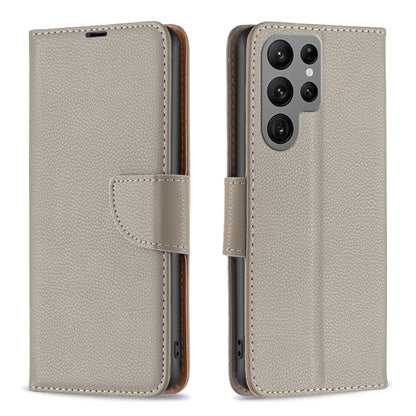 For Samsung Galaxy S24 Ultra 5G Litchi Texture Pure Color Flip Leather Phone Case(Grey) - Galaxy S24 Ultra 5G Cases by buy2fix | Online Shopping UK | buy2fix