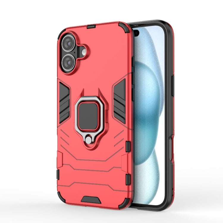 For iPhone 16 Plus Shockproof PC + TPU Holder Phone Case(Red) - iPhone 16 Plus Cases by buy2fix | Online Shopping UK | buy2fix