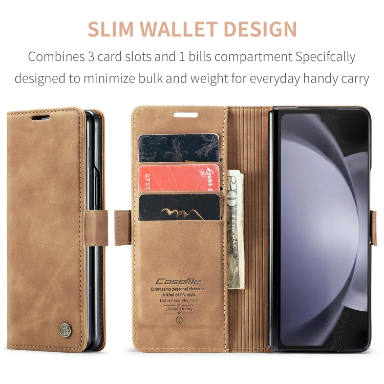 For Samsung Galaxy Z Fold5 CaseMe-013 Multifunctional Retro Frosted Leather Phone Case(Brown) - Galaxy Z Fold5 Cases by CaseMe | Online Shopping UK | buy2fix