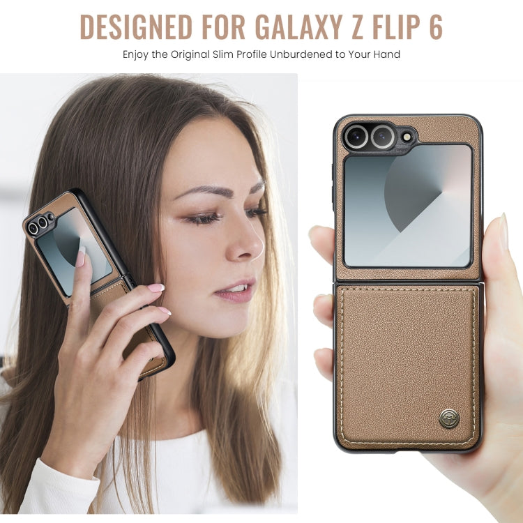 For Samsung Galaxy Z Flip6 5G CaseMe 023 Butterfly Buckle Litchi Texture RFID Anti-theft Leather Phone Case(Brown) - Galaxy Z Flip6 5G Cases by CaseMe | Online Shopping UK | buy2fix