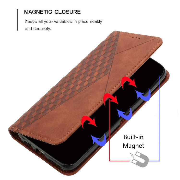 For Samsung Galaxy S24 Diamond Splicing Skin Feel Magnetic Leather Phone Case(Brown) - Galaxy S24 5G Cases by buy2fix | Online Shopping UK | buy2fix