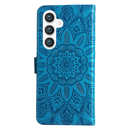 For Samsung Galaxy S24+ Embossed Sunflower Leather Phone Case(Blue) - Galaxy S24+ 5G Cases by buy2fix | Online Shopping UK | buy2fix