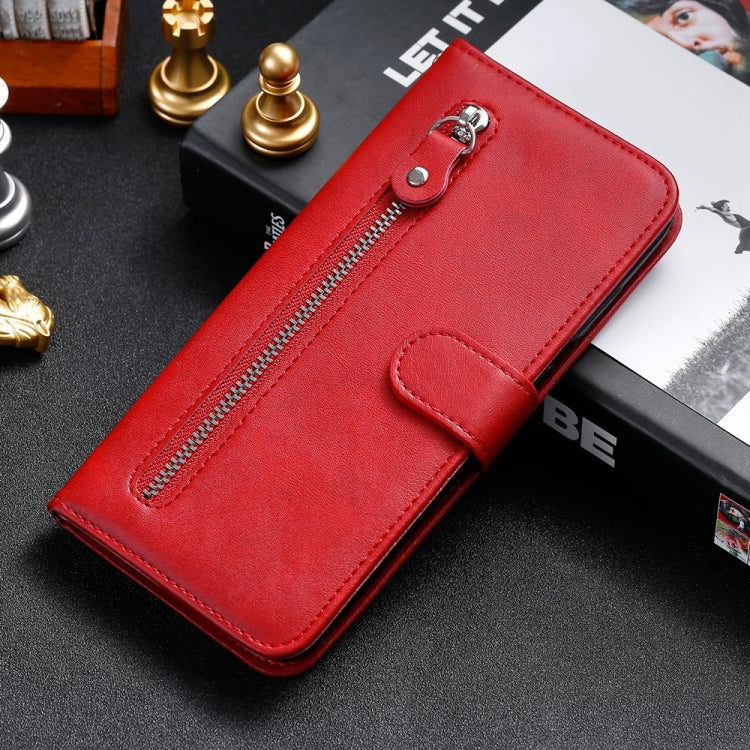 For Xiaomi Redmi A3 Fashion Calf Texture Zipper Leather Phone Case(Red) - Xiaomi Cases by buy2fix | Online Shopping UK | buy2fix