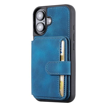 For iPhone 16 Skin Feel Dream RFID Anti-theft PU Card Bag Phone Case(Peacock Blue) - iPhone 16 Cases by buy2fix | Online Shopping UK | buy2fix