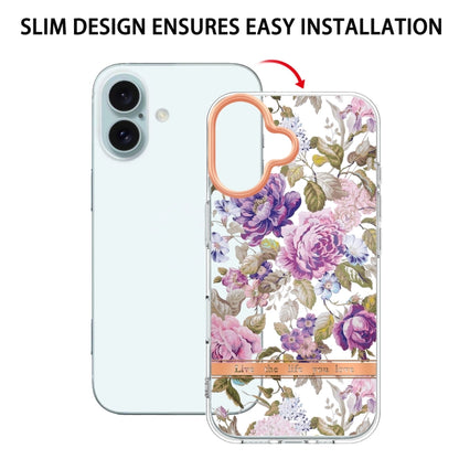 For iPhone 16 Plus Flowers and Plants Series IMD TPU Phone Case(Purple Peony) - iPhone 16 Plus Cases by buy2fix | Online Shopping UK | buy2fix