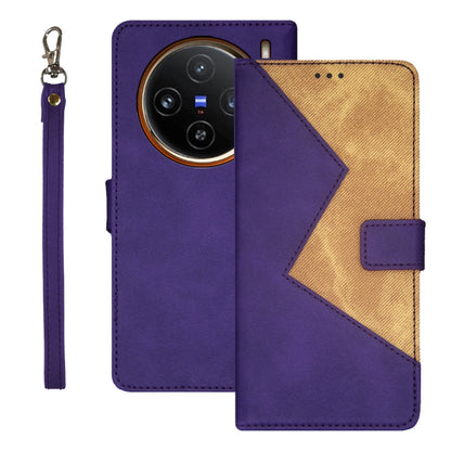 For vivo X100 idewei Two-color Splicing Leather Phone Case(Purple) - X100 Cases by idewei | Online Shopping UK | buy2fix