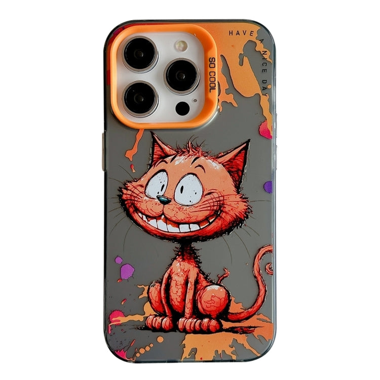 For iPhone 16 Pro Animal Pattern Oil Painting Series PC + TPU Phone Case(Smiling Cat) - iPhone 16 Pro Cases by buy2fix | Online Shopping UK | buy2fix