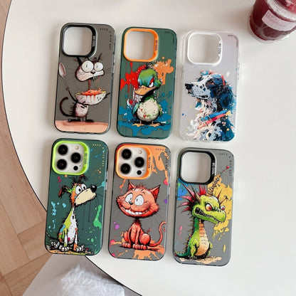 For iPhone 16 Pro Animal Pattern Oil Painting Series PC + TPU Phone Case(Tattered Bear) - iPhone 16 Pro Cases by buy2fix | Online Shopping UK | buy2fix