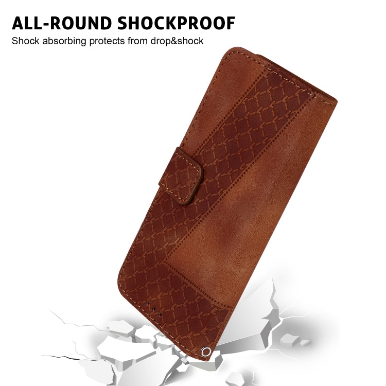 For iPhone 16 Pro Seven-shaped Embossed Leather Phone Case(Brown) - iPhone 16 Pro Cases by buy2fix | Online Shopping UK | buy2fix