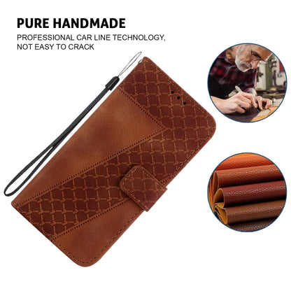 For iPhone 16 Pro Seven-shaped Embossed Leather Phone Case(Brown) - iPhone 16 Pro Cases by buy2fix | Online Shopping UK | buy2fix