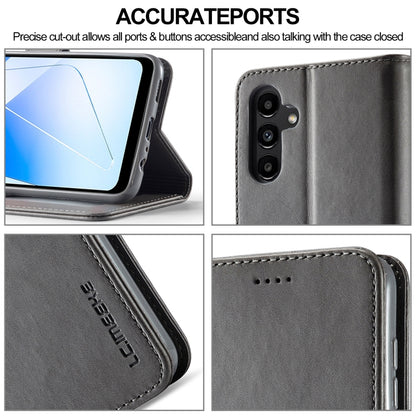 For Samsung Galaxy A55 5G LC.IMEEKE Calf Texture Leather Phone Case(Grey) - Galaxy Phone Cases by LC.IMEEKE | Online Shopping UK | buy2fix