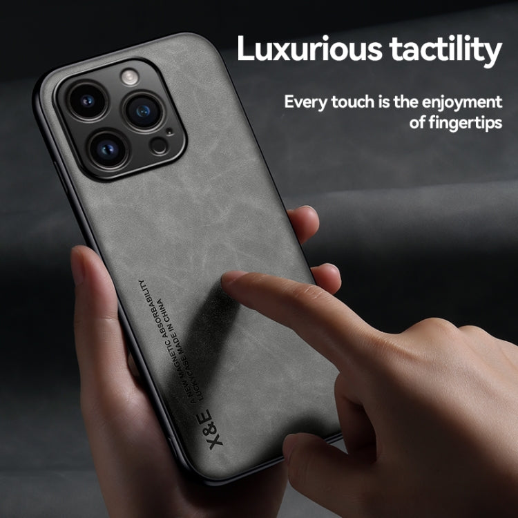 For iPhone 16 Pro Skin Feel Magnetic Leather Back Phone Case(Dark Grey) - iPhone 16 Pro Cases by buy2fix | Online Shopping UK | buy2fix