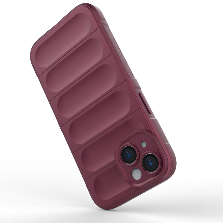 For iPhone 15 Magic Shield TPU + Flannel Phone Case(Wine Red) - iPhone 15 Cases by buy2fix | Online Shopping UK | buy2fix