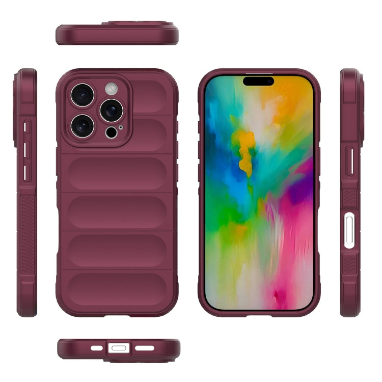 For iPhone 16 Pro Magic Shield TPU + Flannel Phone Case(Wine Red) - iPhone 16 Pro Cases by buy2fix | Online Shopping UK | buy2fix