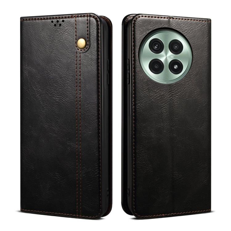 For OnePlus 13 Oil Wax Crazy Horse Texture Leather Phone Case(Black) - OnePlus Cases by buy2fix | Online Shopping UK | buy2fix