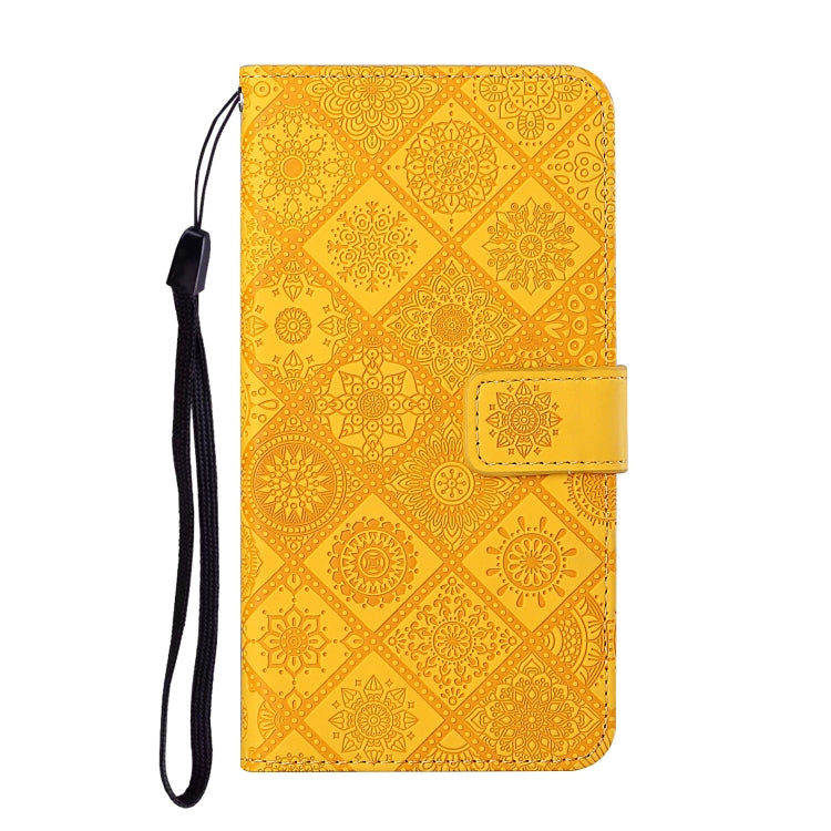 For iPhone 16 Plus Ethnic Style Embossed Pattern Leather Phone Case(Yellow) - iPhone 16 Plus Cases by buy2fix | Online Shopping UK | buy2fix