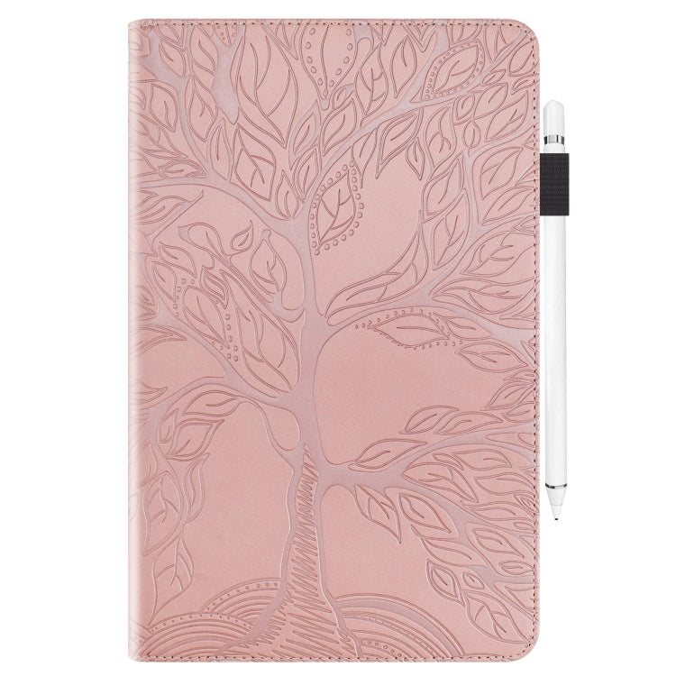 For Samsung Galaxy Tab S9 / S8 / S7 Life Tree Series Horizontal Flip Leather Tablet Case(Rose Gold) - Galaxy Tab S8 Cases by buy2fix | Online Shopping UK | buy2fix