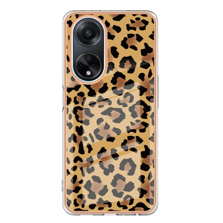 For OPPO A98 Electroplating Marble Dual-side IMD Phone Case(Leopard Print) - OPPO Cases by buy2fix | Online Shopping UK | buy2fix