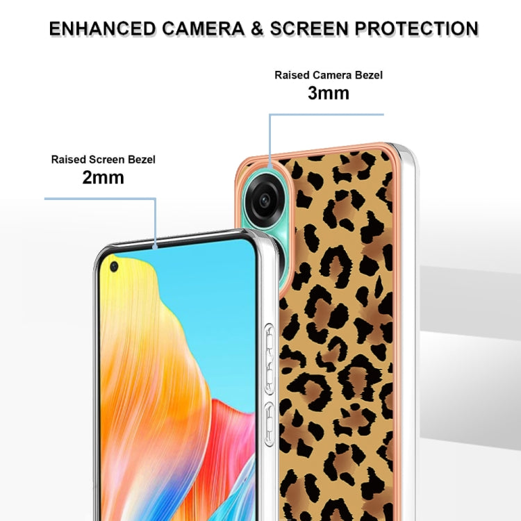 For OPPO A78 4G Electroplating Marble Dual-side IMD Phone Case(Leopard Print) - OPPO Cases by buy2fix | Online Shopping UK | buy2fix