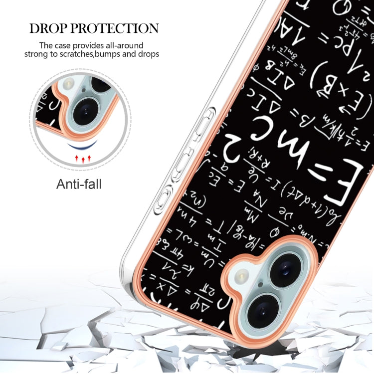 For iPhone 16 Plus Electroplating Marble Dual-side IMD Phone Case(Equation) - iPhone 16 Plus Cases by buy2fix | Online Shopping UK | buy2fix