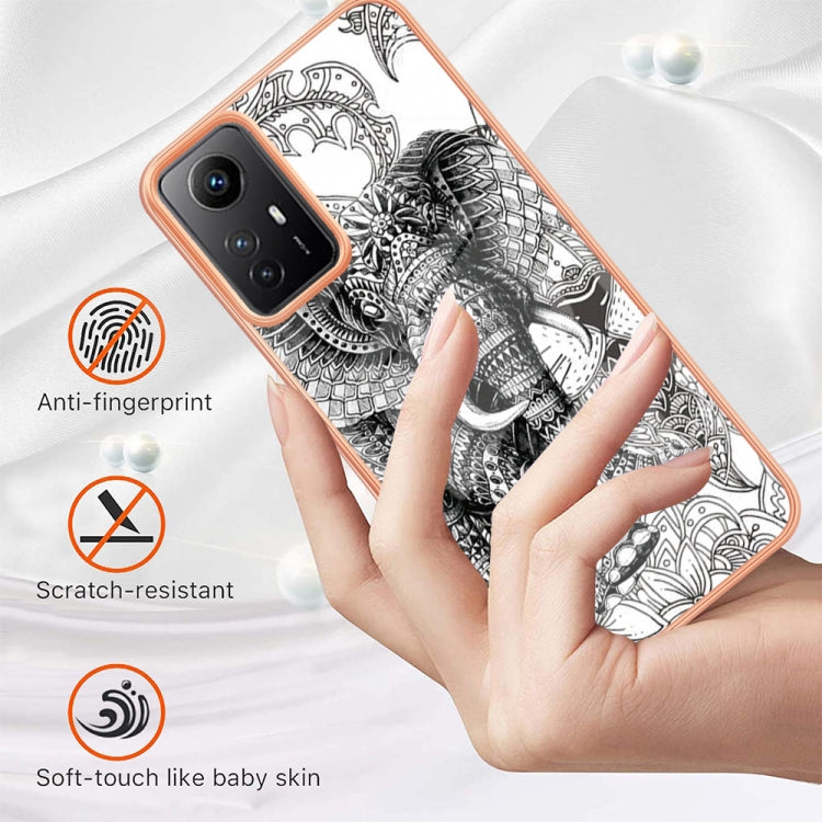 Xiaomi Redmi Note 12S 4G Electroplating Marble Dual-side IMD Phone Case(Totem Elephant) - Xiaomi Cases by buy2fix | Online Shopping UK | buy2fix