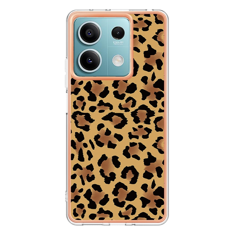 For Xiaomi Redmi Note 13 5G Electroplating Marble Dual-side IMD Phone Case(Leopard Print) - Note 13 Cases by buy2fix | Online Shopping UK | buy2fix