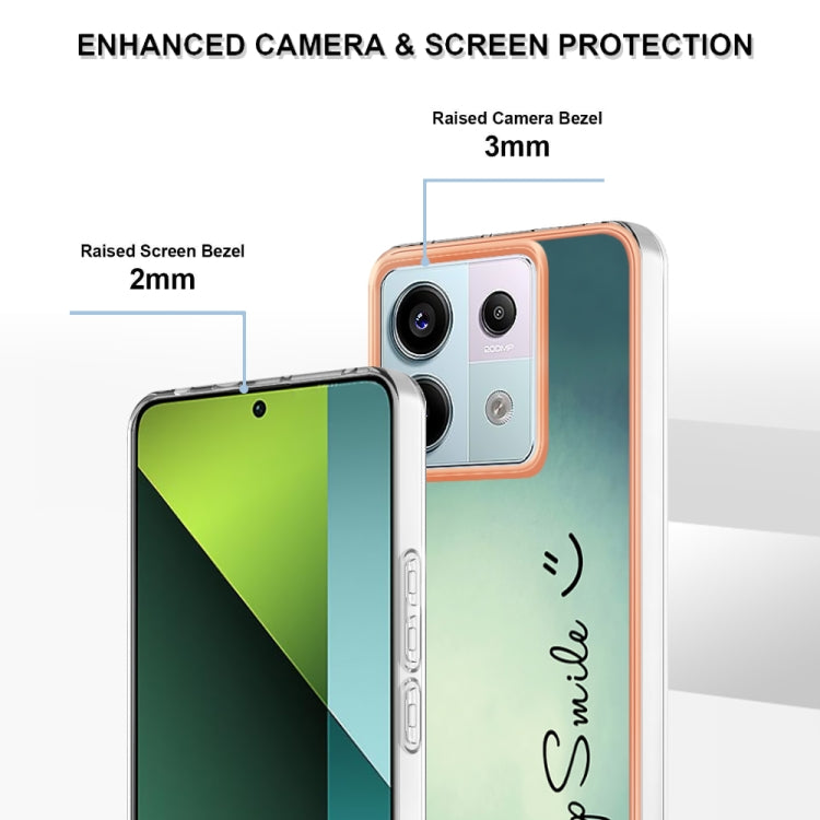 For Xiaomi Redmi Note 13 Pro 5G Global Electroplating Marble Dual-side IMD Phone Case(Smile) - Note 13 Pro Cases by buy2fix | Online Shopping UK | buy2fix