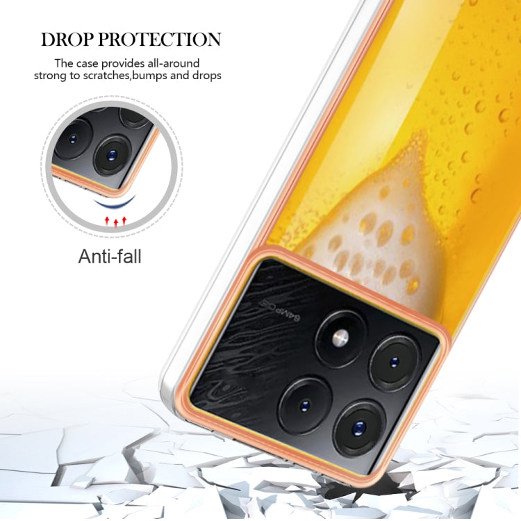 For Xiaomi Poco X6 Pro / Redmi K70E Electroplating Marble Dual-side IMD Phone Case(Draft Beer) - K70E Cases by buy2fix | Online Shopping UK | buy2fix