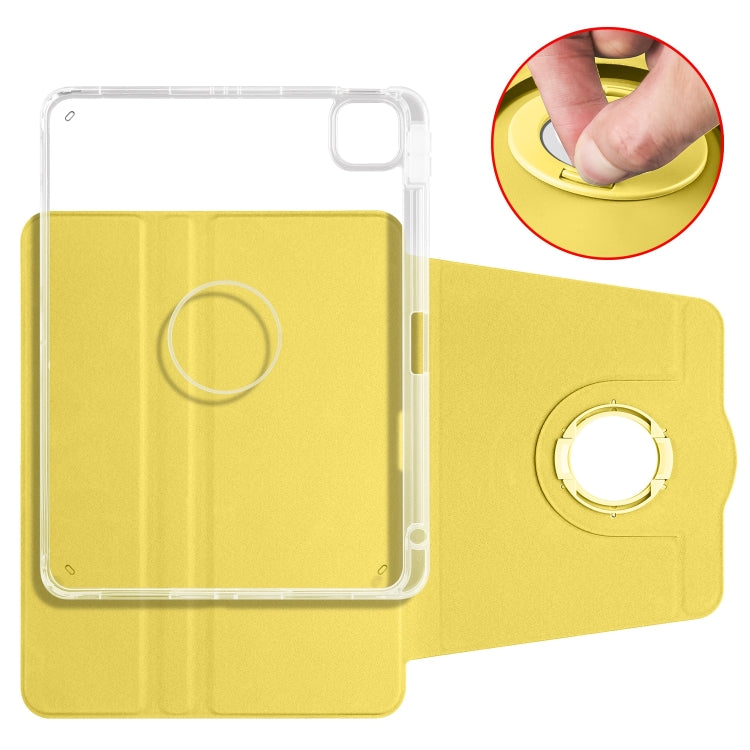 For iPad Air 11 2024 Clear Acrylic 360 Rotation Detachable Leather Tablet Case(Yellow) - iPad Air 11 2024 Cases by buy2fix | Online Shopping UK | buy2fix