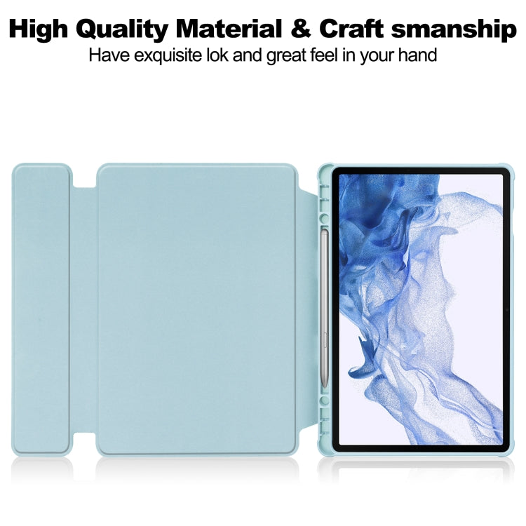 For Samsung Galaxy Tab S9 360 Rotation Transparent Smart Leather Case(Sky Blue) - Galaxy Tab S9 Cases by buy2fix | Online Shopping UK | buy2fix