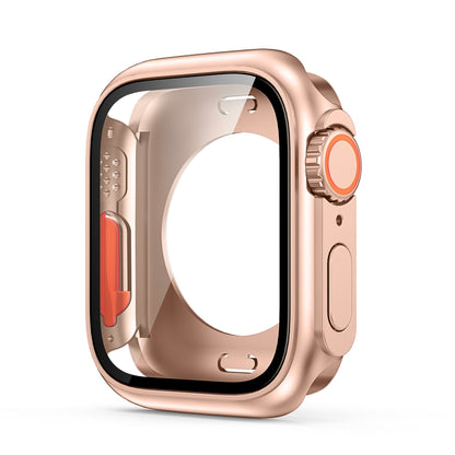 For Apple Watch Series 6 / 5 / 4 / SE 44mm Change to Ultra 49mm All-Inclusive Film Hybrid PC Watch Case(Rose Gold) - Watch Cases by buy2fix | Online Shopping UK | buy2fix