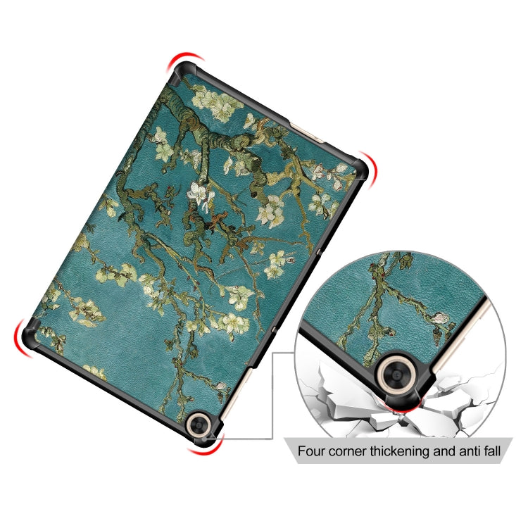 For Honor Pad 7 10.1inch/X8/X8 Lite Custer Painted Painted 3-folding Holder Tablet PC Leather Case(Apricot Blossom) - Honor by buy2fix | Online Shopping UK | buy2fix